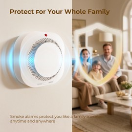 Hapippofa Smoke Detector, Battery Powered Fire Alarms for Home,10 Year Sensor Life Photoelectric Smoke Alarm with Test/Mute Button,PG-S11,5 PCS