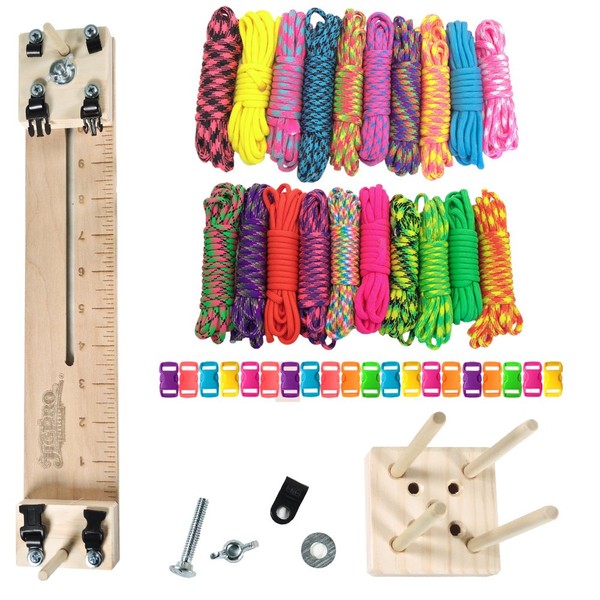 PARACORD PLANET 550 lb Type III Paracord Combo Crafting Kit with a 10” Pocket Pro Jig (Your Choice of Including a Monkey Fist Jig)