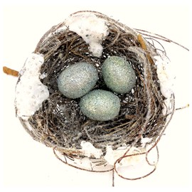 Bird Nest + Robin Eggs Ornament for Christmas Tree, Centerpiece, Holiday Decor- 6"