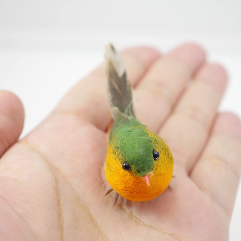 Casoter Handmade Simulated Robin Bird for Home Furnishings, Small Bird