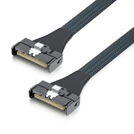 10Gtek MCIO to MCIO 8X Cable, SFF-TA-1016, Mini Cool Edge IO, Straight, PCIe Gen5, 85-ohm, 0.2-m(0.65ft)