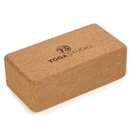 Yoga Studio The Comfortable Cork Yoga Block (22.5cm x 12cm x 7.5cm) Anti-Bacterial Yoga Brick with rounded Edges.