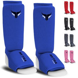 Mytra Fusion Kids Shin Instep Shin Pad Protector for Kickboxing Training Pads (Blue, X-Small)