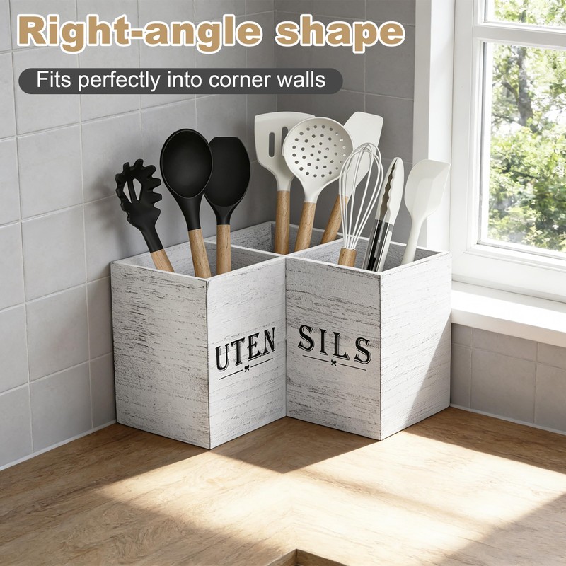 DTXIAQIAO Extra Large Kitchen Utensil Holder for Countertop, Three Compartment