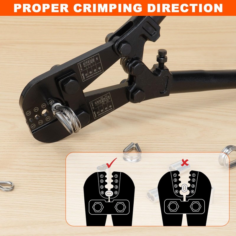 Sanuke Wire Rope Crimper Tool Kit, Swagging Tool for Copper