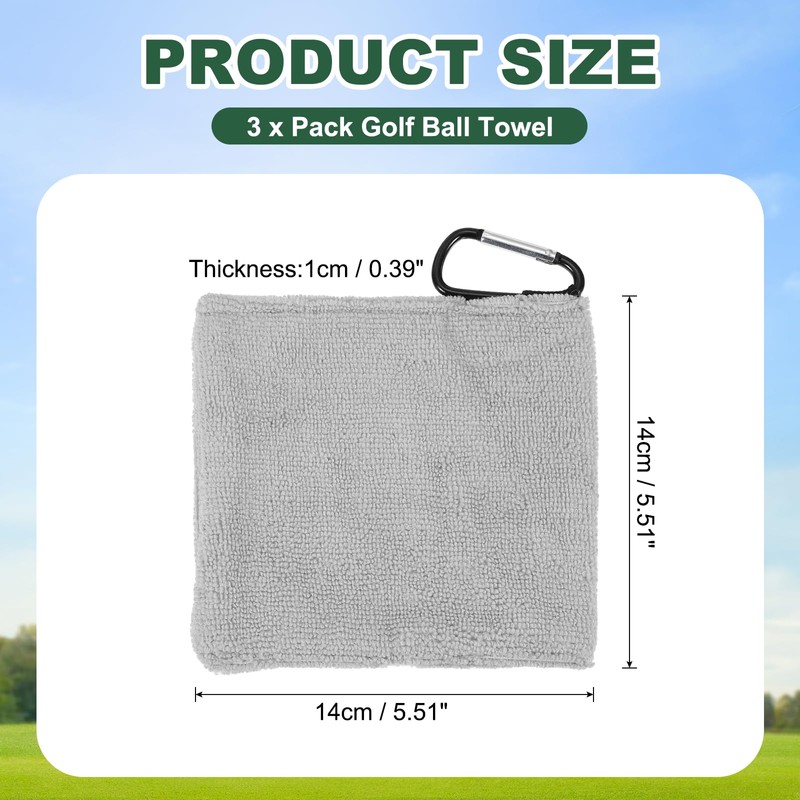 YELARXI Golf Ball Towel Microfiber 5.5"x5.5" 3pcs Gray