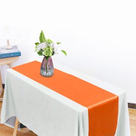 15 Pack Orange Table Runners, Fall Satin Table Runner 12x108 Inches Long, Silk and Smooth Fabric Table Runner for Thanksgiving, Wedding, Parties, Banquets, Autumn Decorations