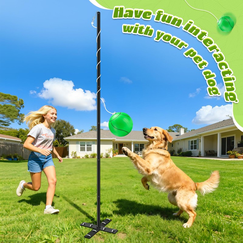 Backyard Tetherball Set with Ball & Rope, Adjustable Tetherball Set,