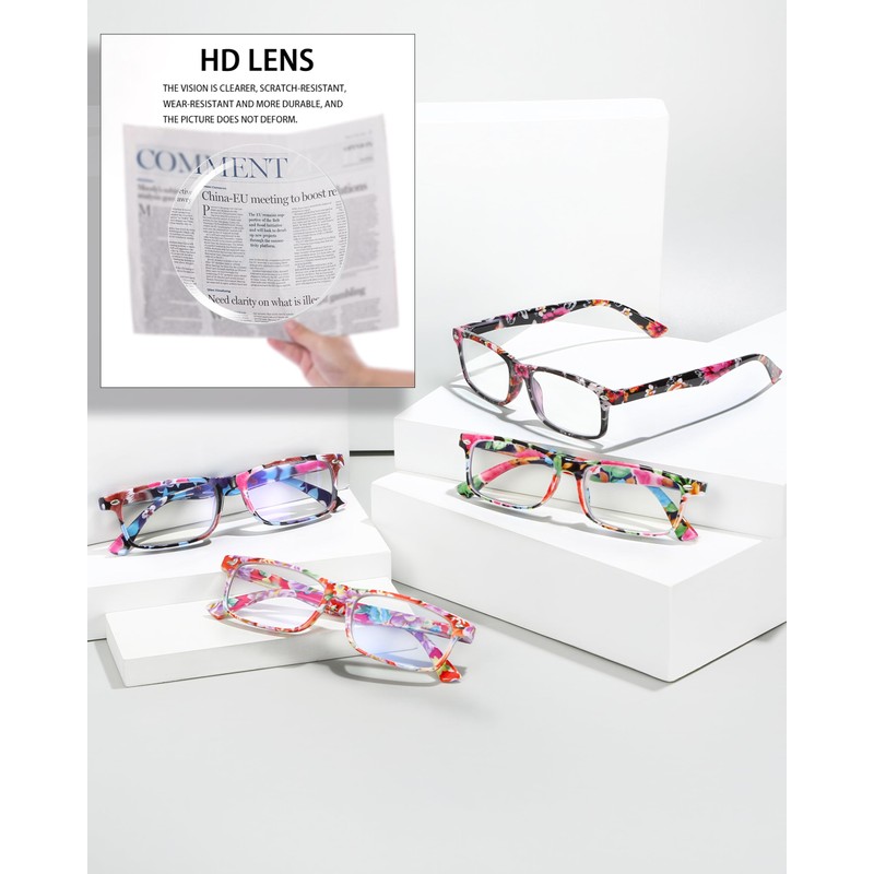 YTDBNS Reading Glasses for Women, Stylish Blue Light Blocking Readers,