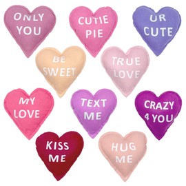 YIXAXKAO 10 Pieces 5 Inches Valentines Stuffed Fabric Hearts Conversation Hearts Stuffed Plush Hearts Farmhouse Rustic Heart Ornaments Heart Decoration for Valentine’s Day Bowl Fillers