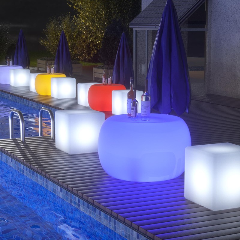 MoNiBloom 16" LED Cocktail Table for Bar with Remote, Rechargeable16