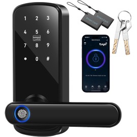 Cerradura Electronica, Cerradura Inteligente Electronica con 5 Metodos de Desbloqueo, Huella Digital/APP/Contrasena/Tarjeta IC/Llave Mecanica Cerradura Digital Inteligente, Compatible con Android/iOS
