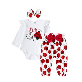 PATPAT Baby Clothing Girls Cotton Newborn Romper Clothing Short Sleeves Sleeveless + Bow Shorts + Headband Clothing Sets for Girls, 3 Pieces, Summer 0-18 Months Gift, Long White