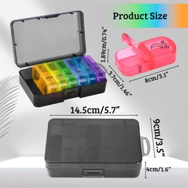 GUIXIANKE Weekly Pill Organizer 2 Times a Day for Easy Filling & Retrieving, AM PM Pill Box 7 Day, Portable Travel Pill Case for Medication, Vitamins, Fish Oils, Supplements (Black Colorful)