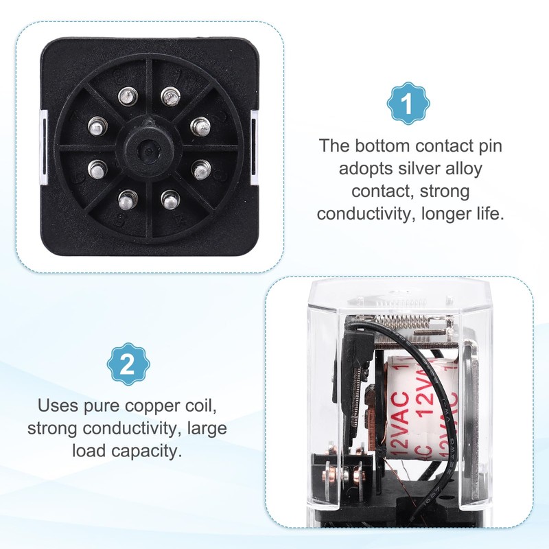sourcing map DPDT Electromagnetic Power Relay, AC 12V Coil 10A