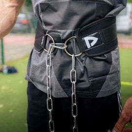 VIA FORTIS - Weight Lifting Belt with Chain - For Calisthenics, Street Workout, Bodybuilding, Dips, Pulls, Weights, Squats - Weight Training Accessory - Men and Women - Capacity 180 kg