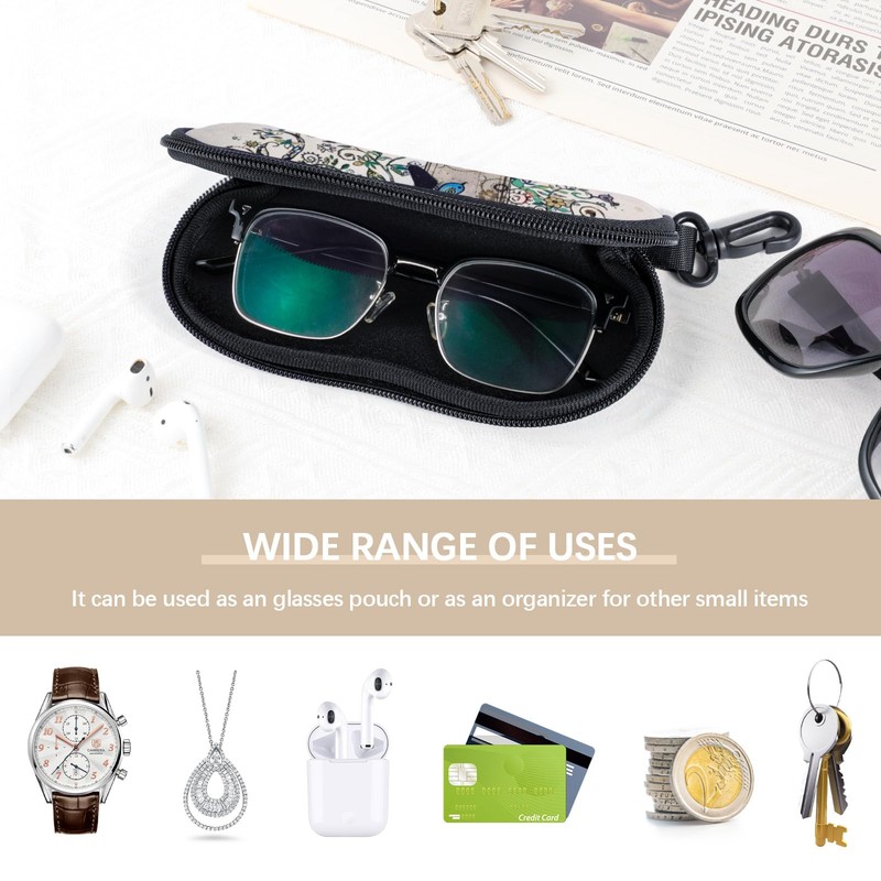 Playexen 2 Pack Sunglasses Case, Neoprene Zipper Eyeglass Case, Soft