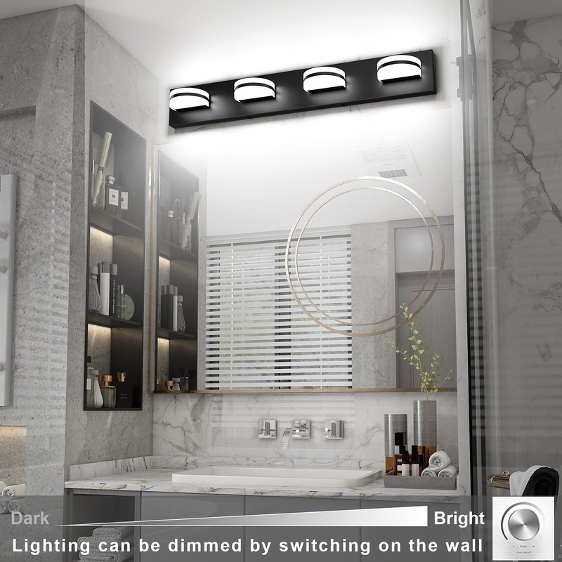 Aipsun 4 Lights Dimmable Modern Black Vanity Light Up and