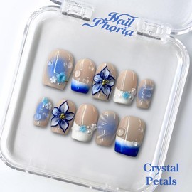 NailPhoria｜SURPRISE DEAL Collections (70 Styles) acrylic press nails:_Crystal Petals_L