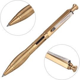 SMOOTHERPRO Solid Brass Ballpoint Pen Click Push Retractable Gel Pen Compatible with Pilot G2 Refill Color Natural(PRG130NL)