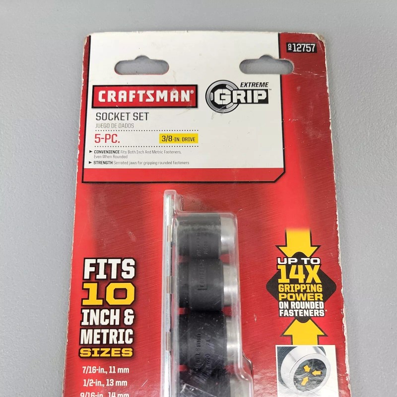 CRAFTSMAN 912757 Extreme Grip 5 Piece Socket Set 3/8" Drive