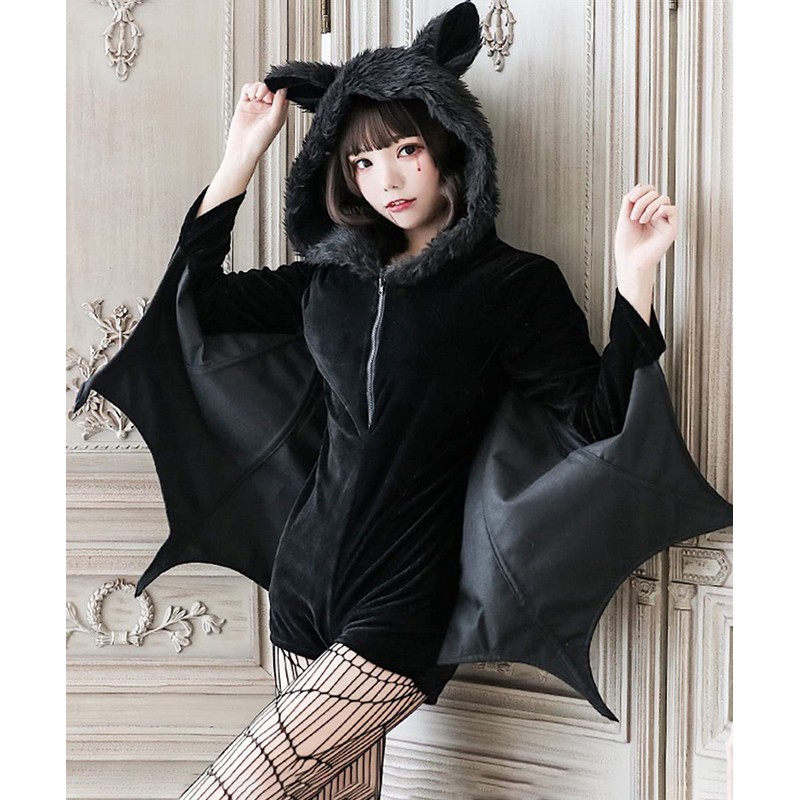 Milky Time Bat Halloween Cosplay Vampire Costume Set with Fishnet