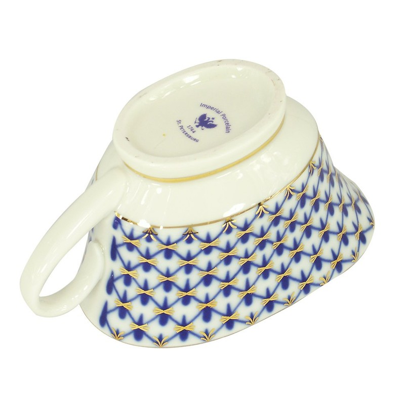 Lomonosov Imperial Porcelain Cobalt Net Tableware Teaware Collection (Gravy Boat