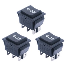 mxuteuk KCD2-223-JT 12V Momentary Rocker Switch 6-Pin Motor Polarity Reverse Switch Control Automatic Reset Toggle Switch 20A 3Position 6Pin (ON)/Off/(ON) DPDT Motor Control Switch