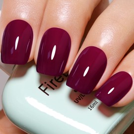 Firedeep Wine Red Gel Nail Polish,0.54 Fl Oz Jelly Purple Red Cherry Color UV LED Soak Off Plum Gel Polish for Autumn and Winter 1Pcs