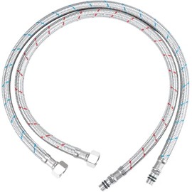BuntHaus Pack of 2 Flexible Connection Hoses, Taps G3/8 x M10, Stainless Steel Mesh Sink Extension, Kitchen Hoses
