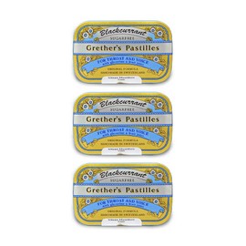 Grether's Sugarfree Blackcurrant Pastilles Natural Remedy for Dry Mouth Relief - Soothing Throat & Healthy Voice - Long-Lasting Flavor, Breath Refresh - Gluten-Free - 3-Pack - 3.75 oz