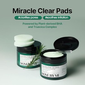 SOME BY MI AHA BHA PHA 30 Days Miracle Truecica Clear Pad - 70 almohadillas - Almohadillas de tóner facial centella exfoliante coreano - Limpia suavemente las impurezas, refina los poros y suaviza la textura de la piel - Cuidado de la piel coreano