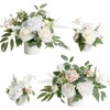 Ling's Moment White & Sage Artificial Flowers with Vase Wedding
