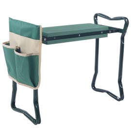 Garden Kneeler 2-in-1 Folding Gardening Padded Seat and Kneeling Stool Tool Bag