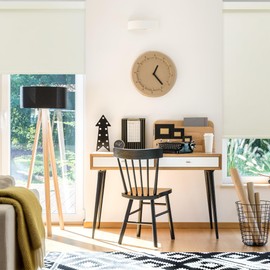 CALYX INTERIORS Blackout Roller Shade with Valance, Thermal Insulating Blind, Cordless, 36" W x 60" H, Cream