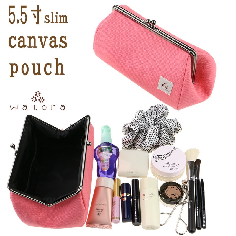 watona Canvas Purse Makeup Pouch, Cosmetic Pouch, 5.5 inch (Slim),