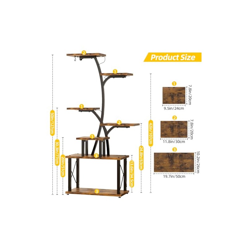 TOMNK Plant Stand with Grow Lights Indoor, Curved Design Flower