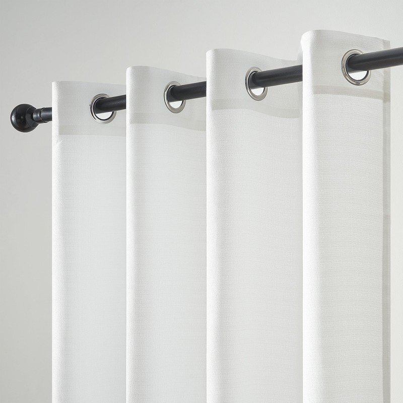 Topfinel Voile Curtains with Eyelets, Semi-Transparent Curtains, Linen Texture, Yarn