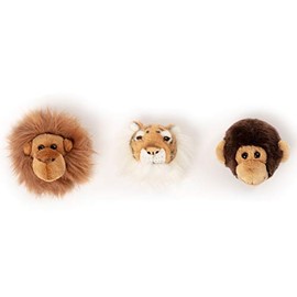 Wild & Soft Jungle Box with 3 Trophies Tiger Monkey Orange Uutan 3 Plush Toys Wall Decoration in Children's Room Approx. 20 x 20 cm