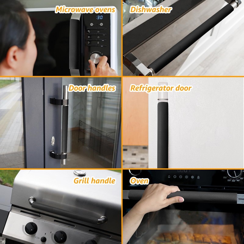 6PCS Slip PU Refrigerator Handle Cover for Fridge Oil Proof