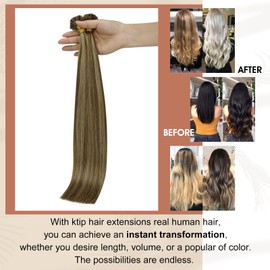 Full Shine Brown And Blonde Ktip Hair Extensions Human Hair Color 4P27 Highlighted Hair Extensions Human Hair 18 Inch Ktip Prebonded Human Hair Extensions 50 Gram Natural Remy Hair for Women