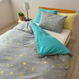 Nordic Style Duvet Cover, 100% Cotton, Junior Size, 53.1 x 72.8 inches (135 x 185 cm), Coty Throw Cover, Quilt Cover, Stylish, Absorbent, Breathable, All Seasons, Children, Kids Koti (Repo/Gray/Cover)