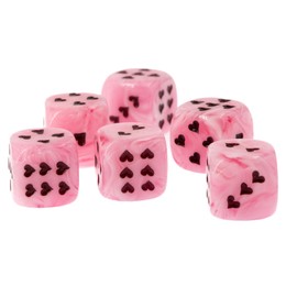 WeLoveDice - Dice Pink with Black Hearts - Made in Germany - Pack of 6