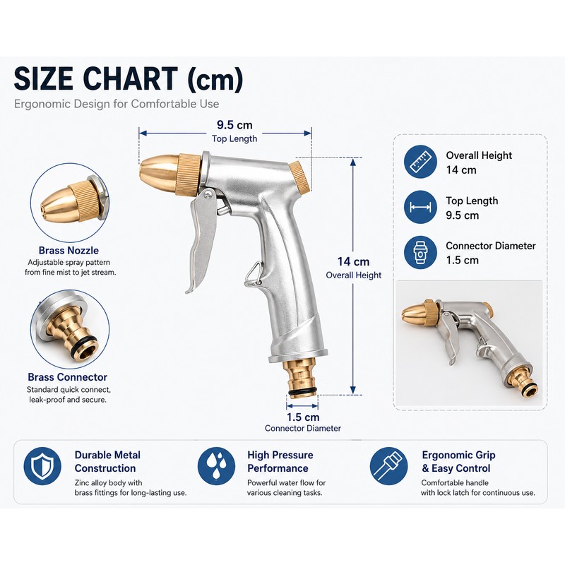 High Pressure Metal Brass Garden Hose Spray Gun for Car