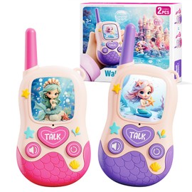 Walkie Talkies Toys for Kids:Mermaid Toys 2 Pack Birthday Gifts for 3 4 5-7 8 Year Old Girls Toy for 4 5 6 7 8-10 Year Old Camping Outdoor Games,Easter Christmas Stocking Stuffers for Girls Kids