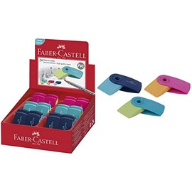 Faber Castell Rubber Mini Sleeve Closable Display 24 Pieces Erasers, Multicoloured, 9555684679765