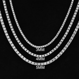 Rhinestone Tennis Necklace for Women and Men,Silver Iced Out Diamond Tennis Chain Choker Necklace,3MM/4MM/5MM Width Sparking Rhinestone Tennis Chain Cuban Link Chains 16-30inches (Silver 5mm 20inch)