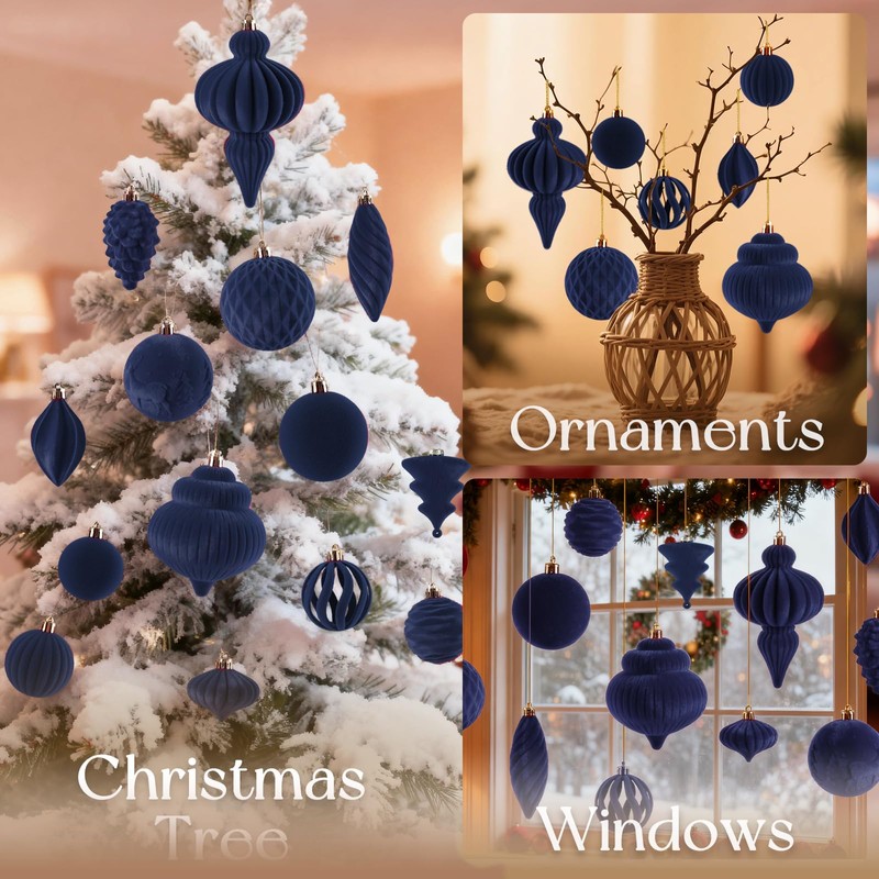 Velvet Hanging Ball Ornaments Set for Christmas Tree