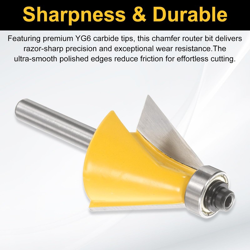 sourcing map 3pcs Chamfer Router Bit Set 1/4" Shank 15,