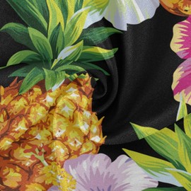 JUMBEAR Pineapple Tropical Flower Black Outdoor Round Tablecloth Polyester Circular Table Cloth Water Resistant Spill Proof Large Table Cover for Dining Kitchen Party 60inch